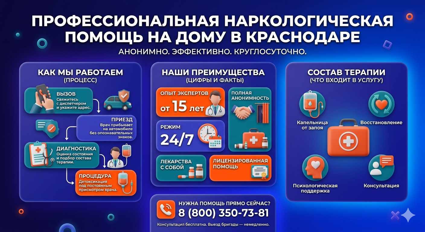 Инфографика о принципах лечения алкоголизма на дому в Юрьев-Польском: этапы вызова нарколога, преимущества анонимной детоксикации и состав медицинской помощи.